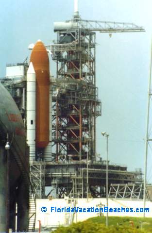 Florida Cape Kennedy shuttle rocket on pad
