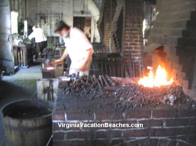 village blacksmith shop - Popular Colonial Williamsburg Attraction - Virginia